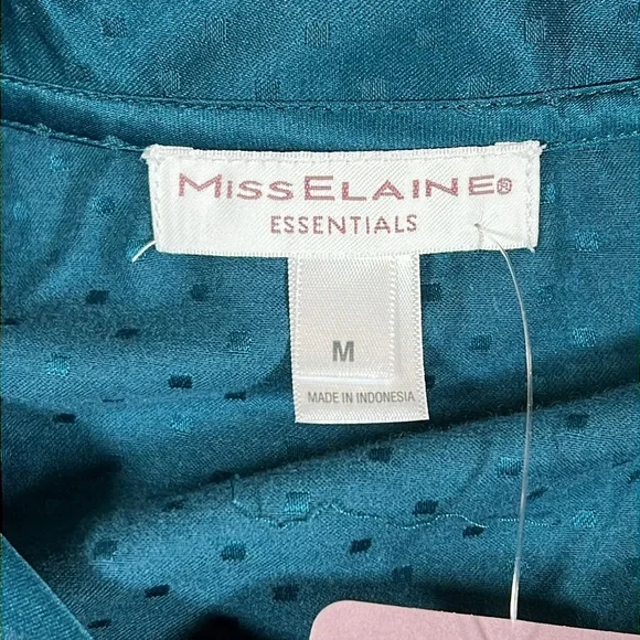 NWT Miss Elaine Essentials Teal Sleep Lounge Button Down Top Size M - Picture 9 of 10